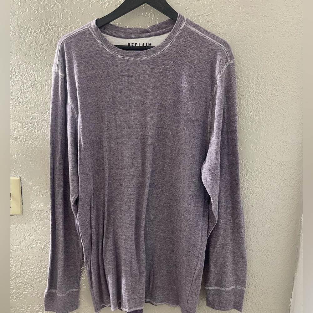 NWT Reclaim Heathered Purple Long‎ Sleeve Men's Tee Size XL